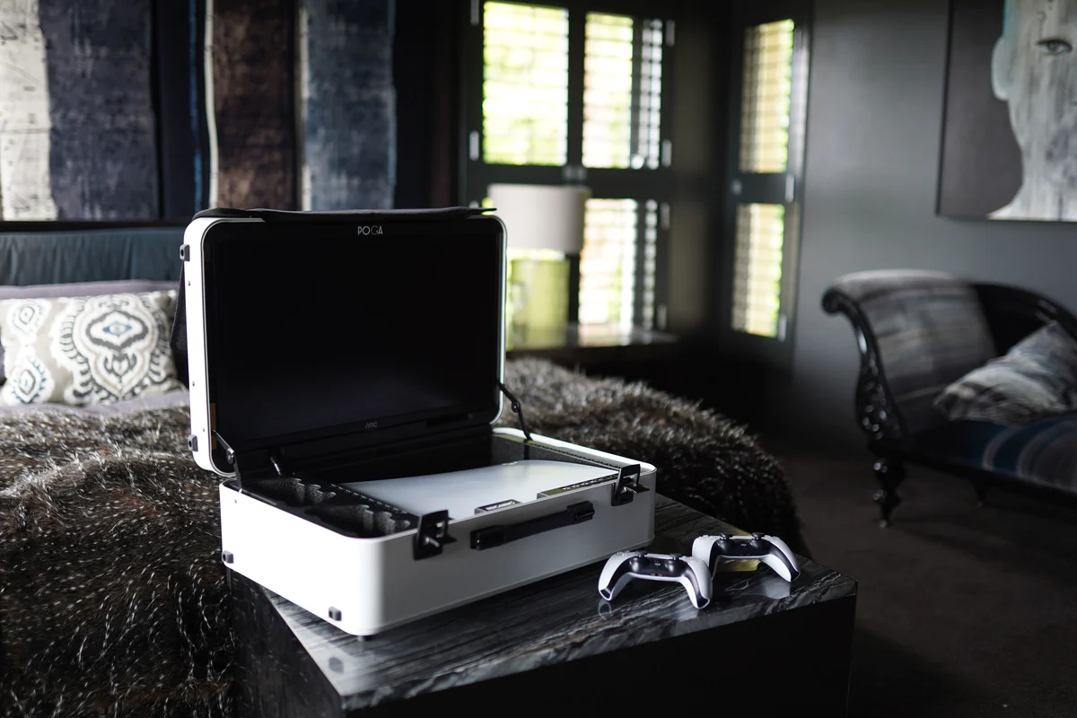 portable PS5 gaming case — Full Setup Plug & Play 2.0 - POGA Lux complete bedroom setup
