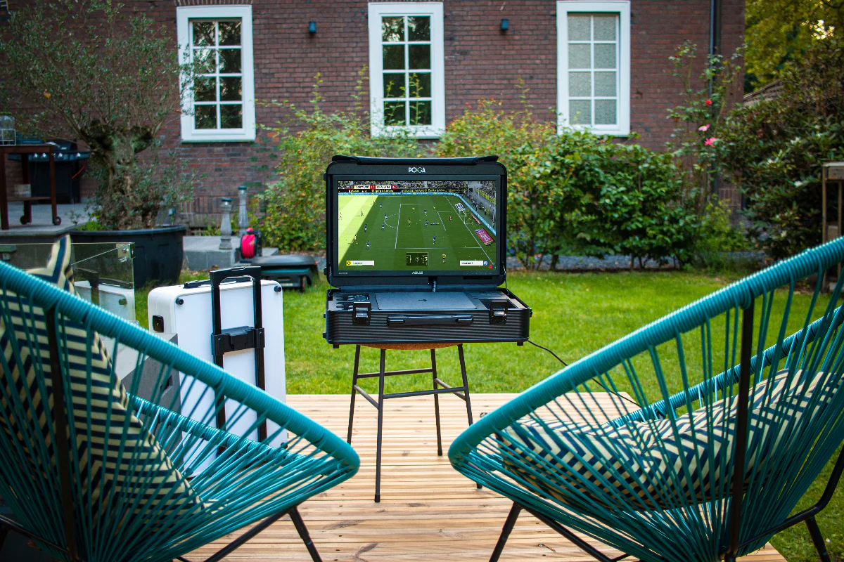 Portable gaming station compatibility - POGA Pro garden setup with soccer game