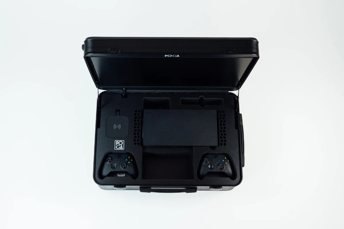 POGA portable Xbox gaming station opened for setup